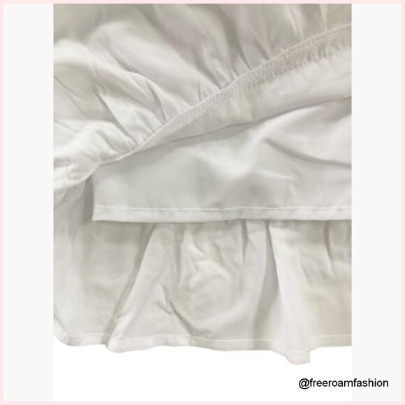 White Strapless Mini Dress, Ruffle Hem, Beach Summer Fit & Flare - Picture 6 of 7